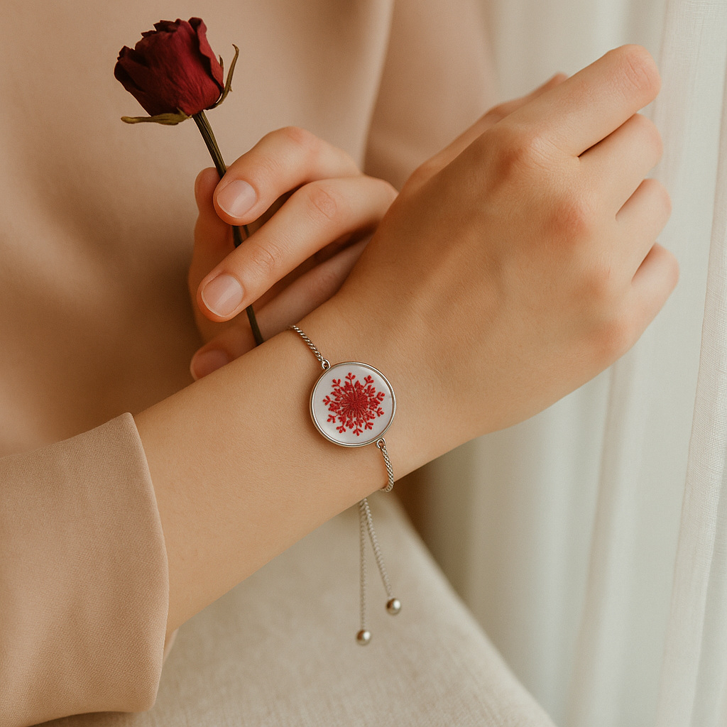 Crimson Bloom Pendant – Stunning Red Flower Necklace for Effortless Style